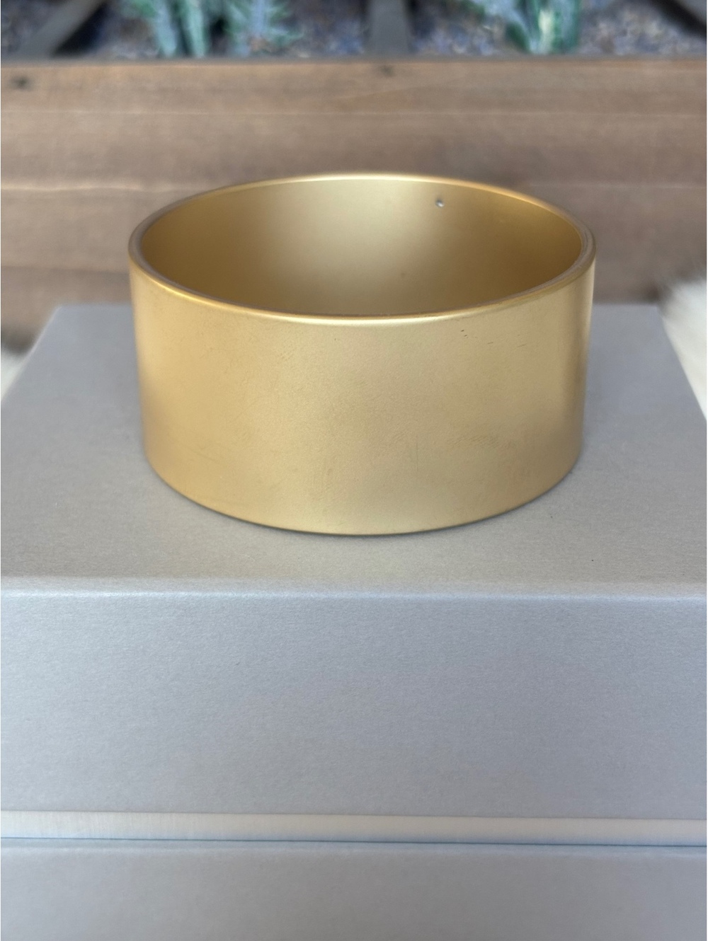 Calvin Klein Wide Gold Tone Bangle Bracelet Size 7.25